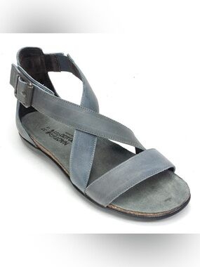 NAOT Rianna Size 37 Grey Leather Crossover Strap Sandal - Comfort Women Shoes